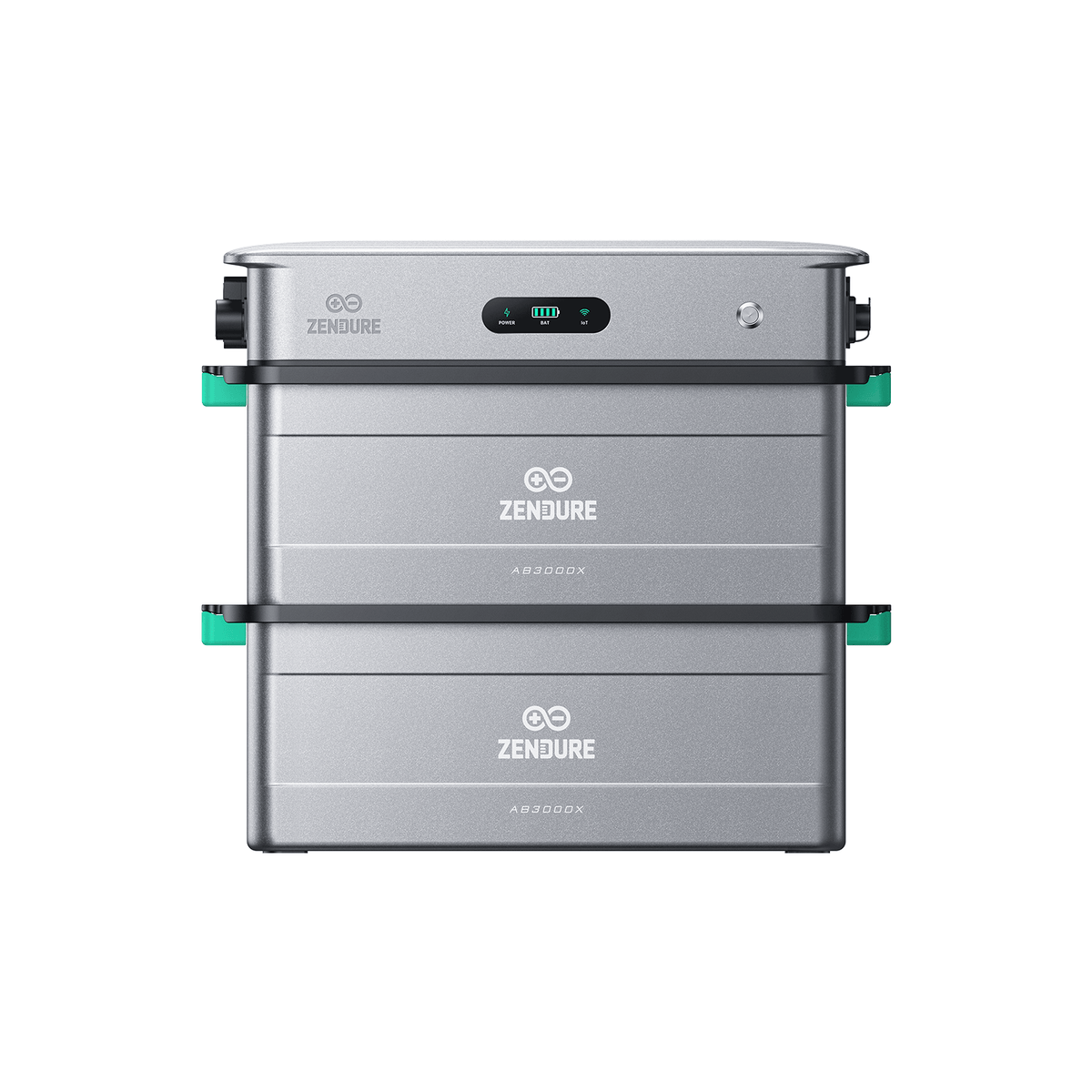 Twee AB3000X-modules gestapeld onder een SolarFlow 2400 AC