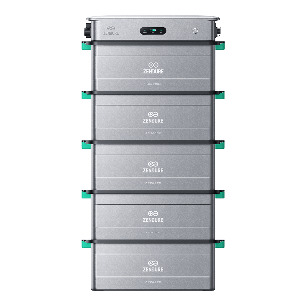 Zendure SolarFlow 2400 AC mit 5 AB3000X-Batteriemodulen (14,4 kWh), Vorderansicht
