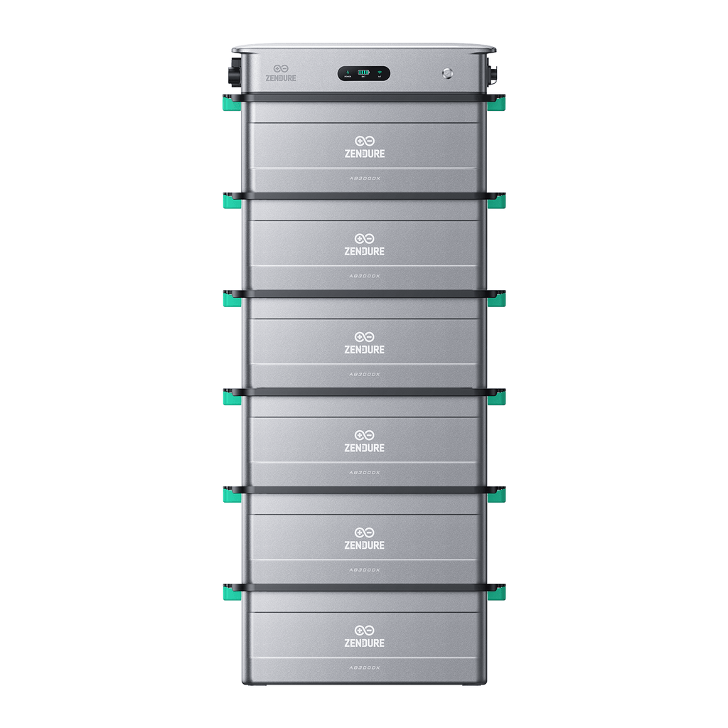 Zendure SolarFlow 2400 AC mit 6 AB3000X-Batteriemodulen (17,28 kWh), Vorderansicht