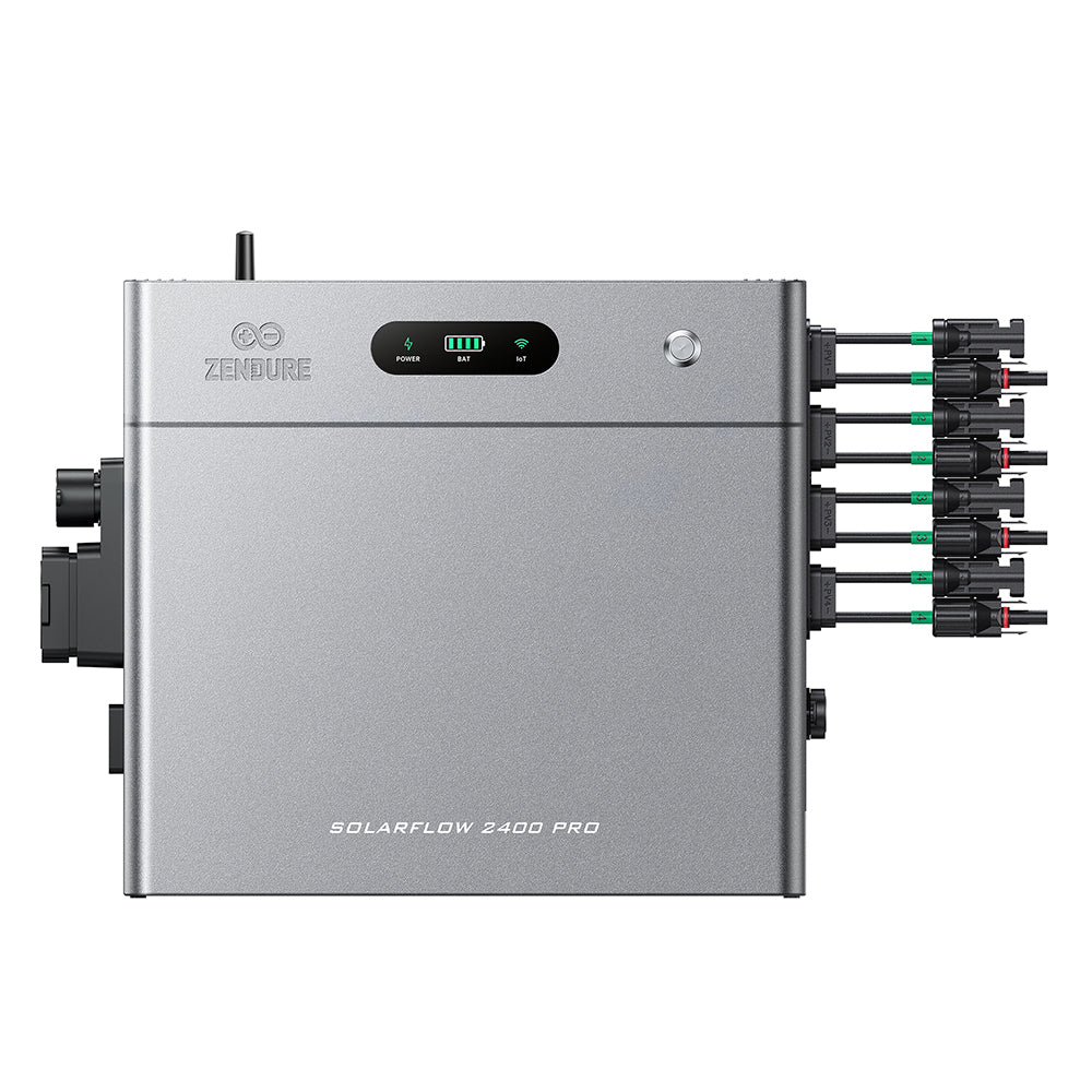 Zendure SolarFlow 2400 Pro (2,4 kWh) met zonnepaneelingangen, vooraanzicht